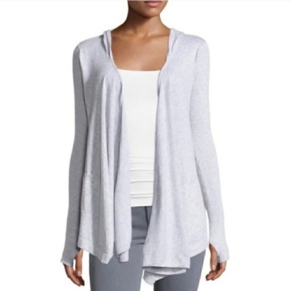 Ezra Cardigan M NWT Open Handkerchief Hem Hood Nordstrom Asymmetrical Light Blue